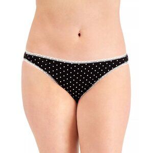 Charter Club Women's Everyday Cotton Bikini Underwear, Black/White, Size XL, NWT